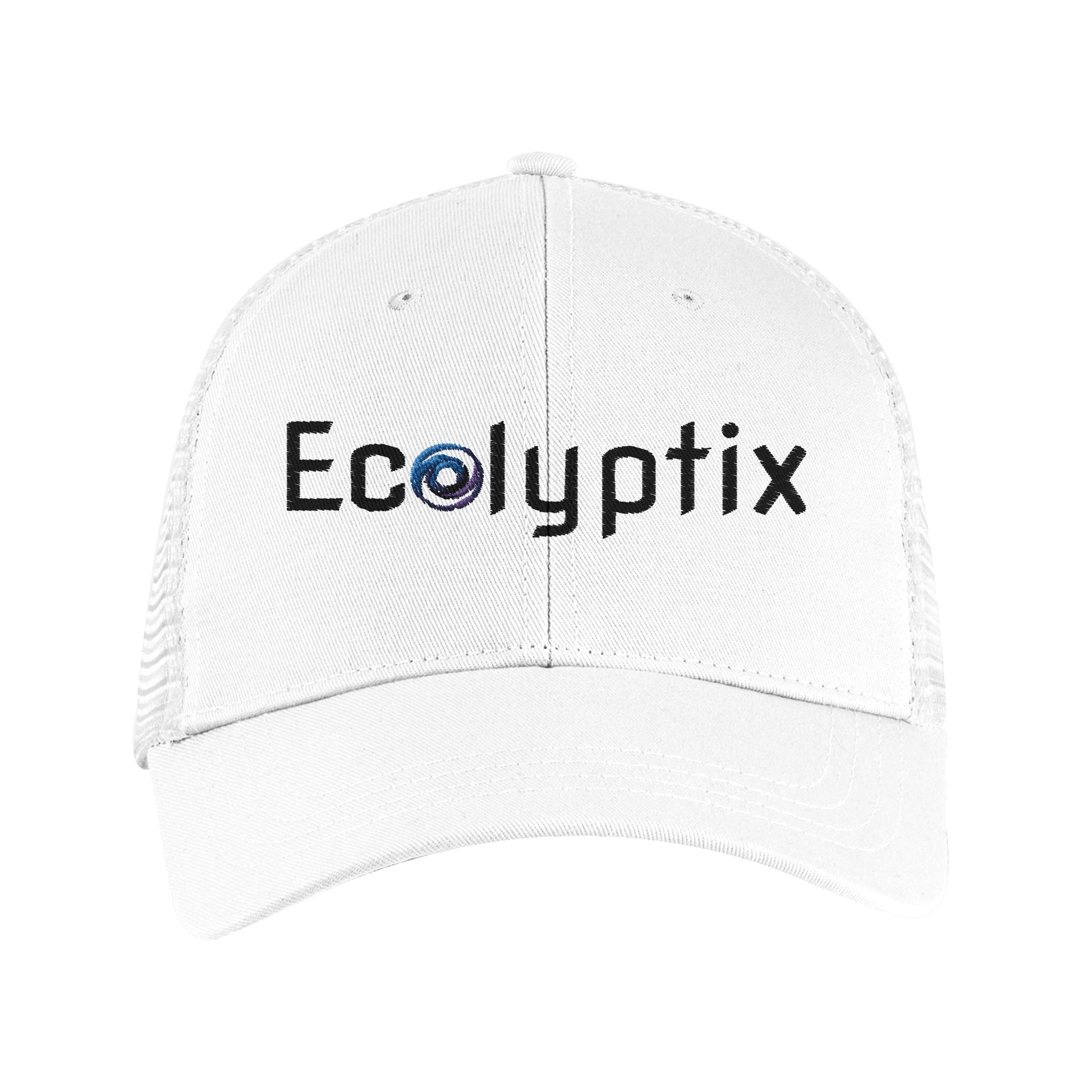 White baseball cap with "Ecolyptix" logo