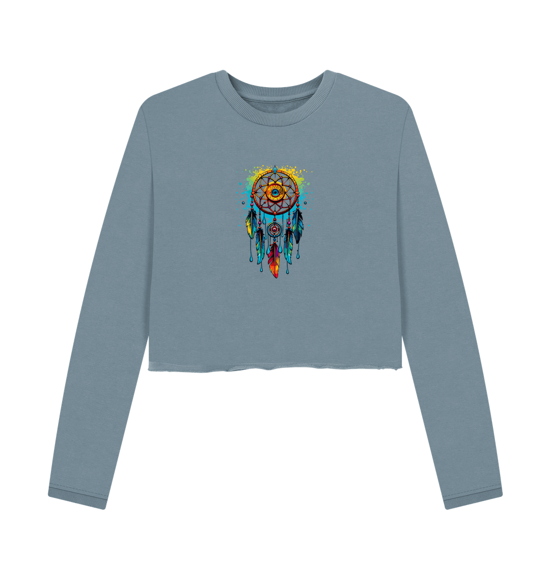 Blue cropped sweatshirt with dreamcatcher design