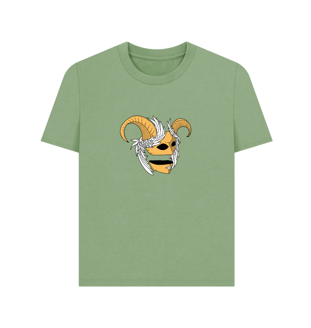Green t-shirt with ram skull graphic