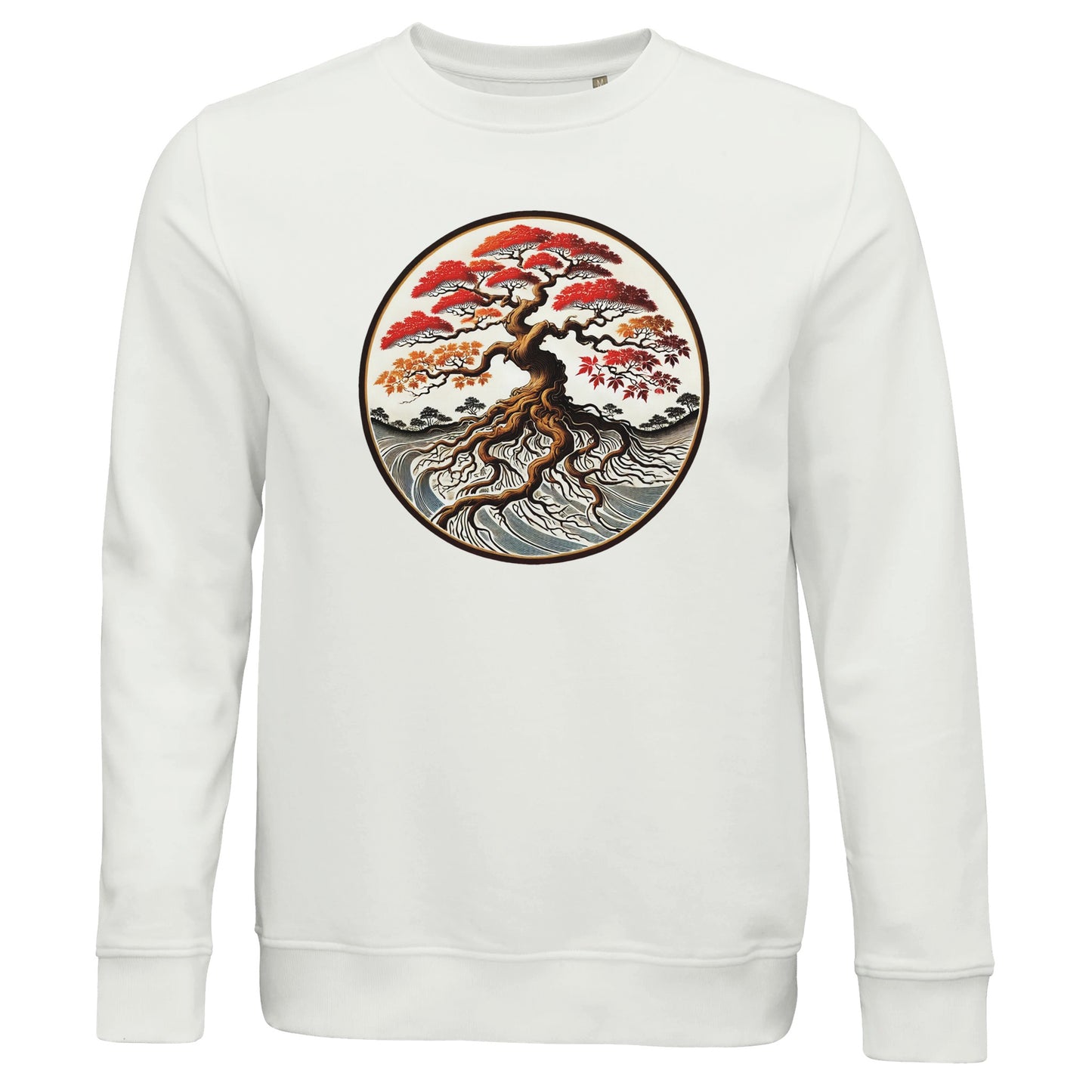 White sweatshirt with bonsai tree design