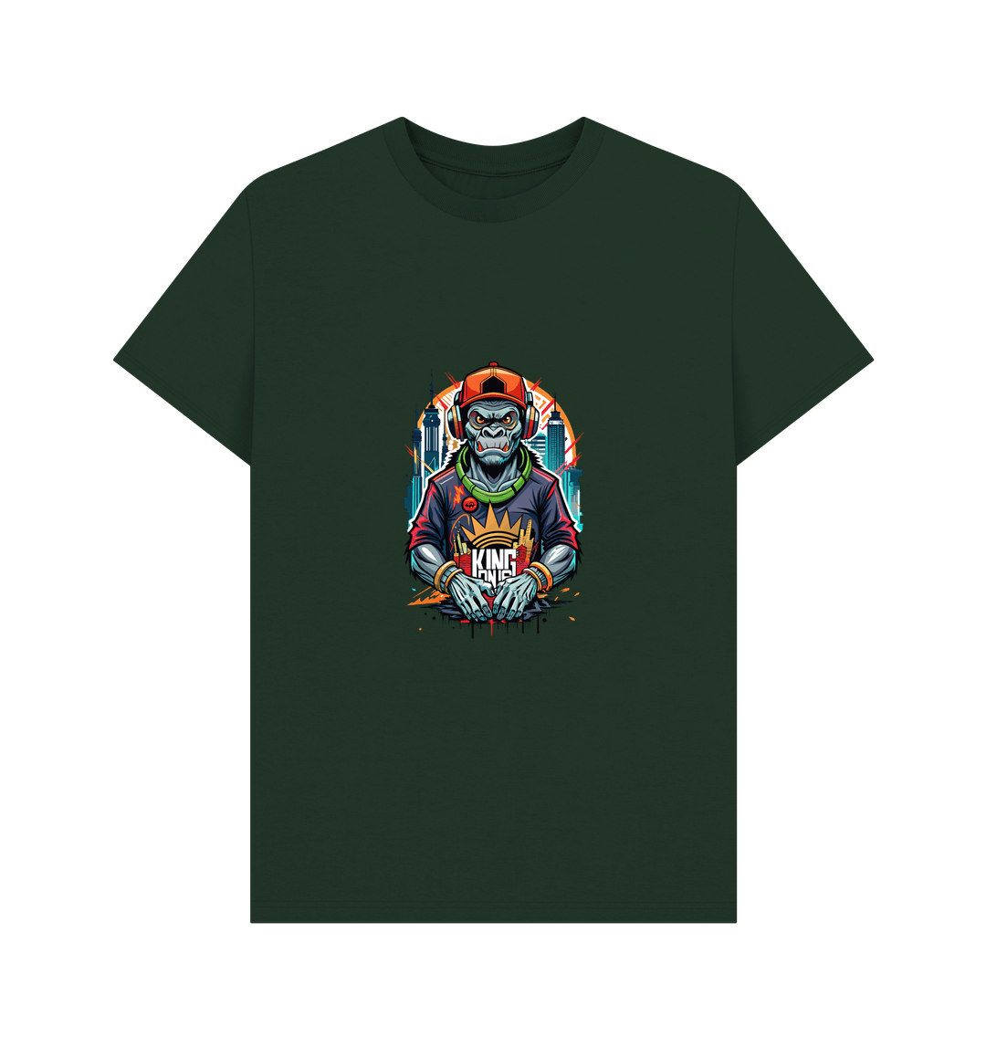 Dark green t-shirt with monkey graphic