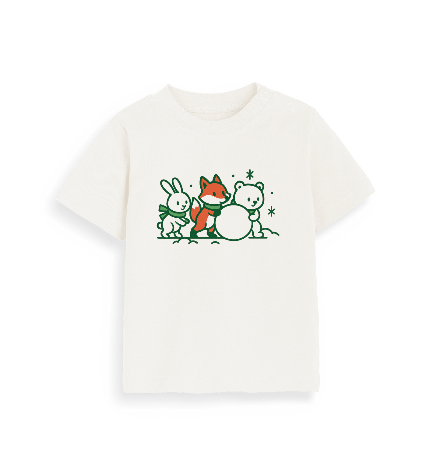 Organic Natural Printed Kids T-Shirt Front