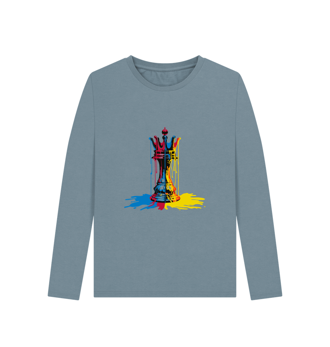 Stone Blue Printed Long Sleeve T Shirt Front