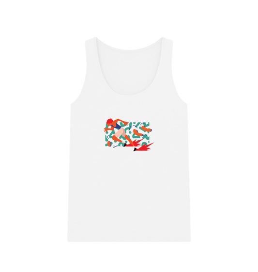 White tank top with colorful abstract design