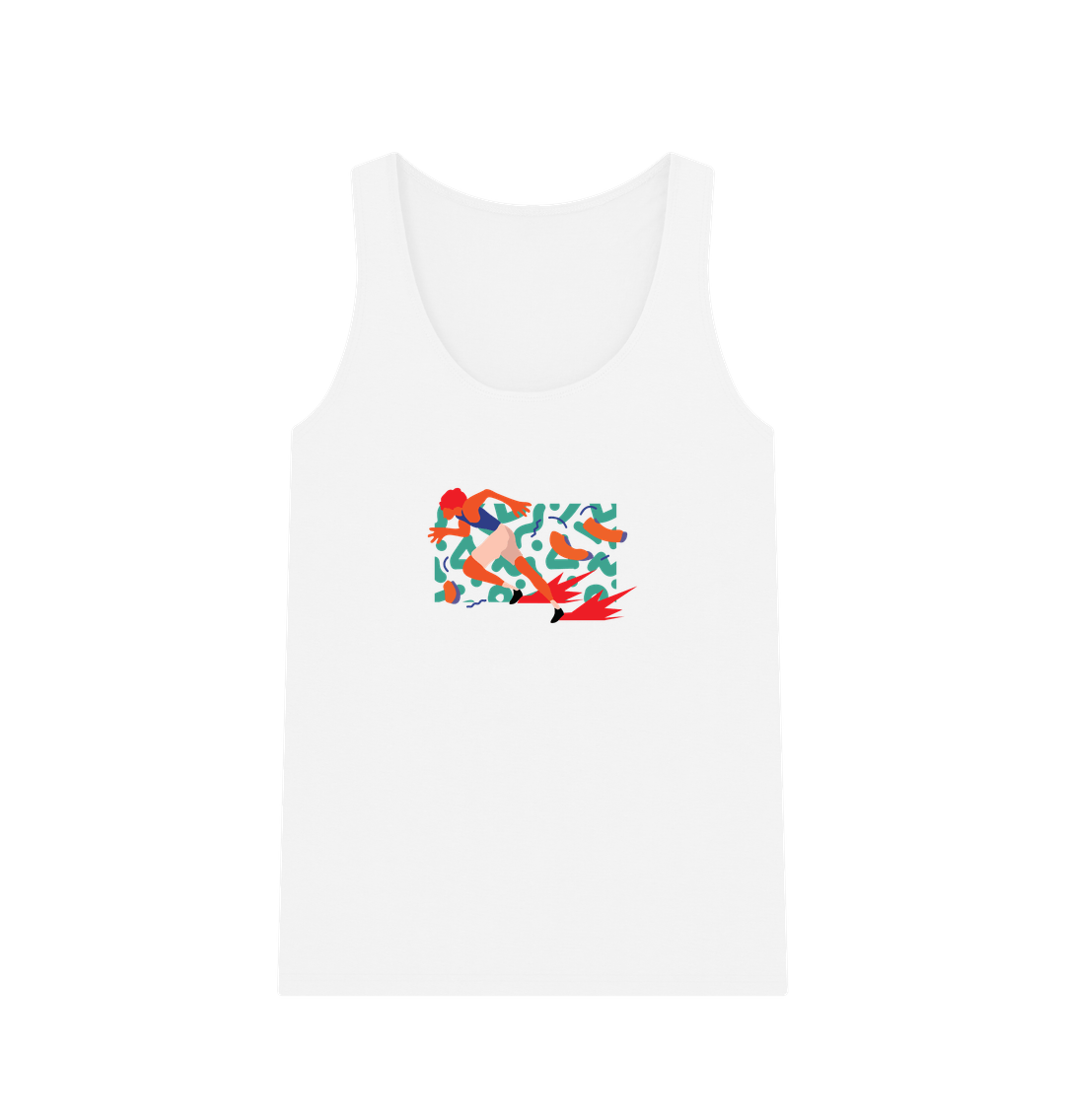 White tank top with colorful abstract design