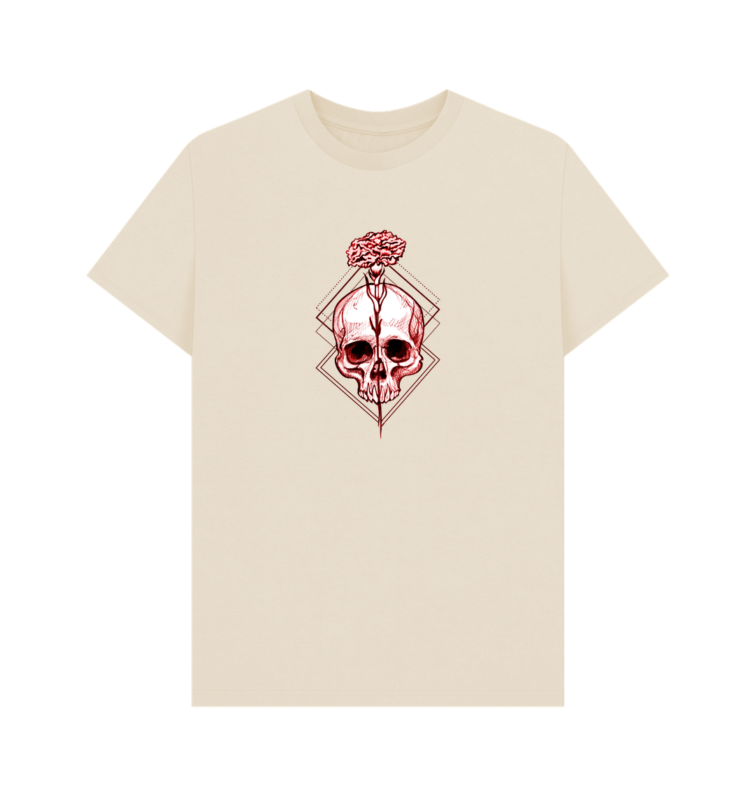 Cream t-shirt with skull and flower design
