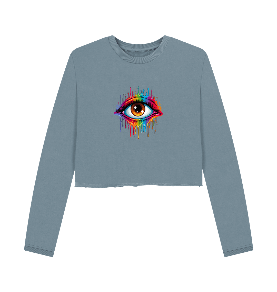 Long-sleeved sweatshirt with colorful eye graphic