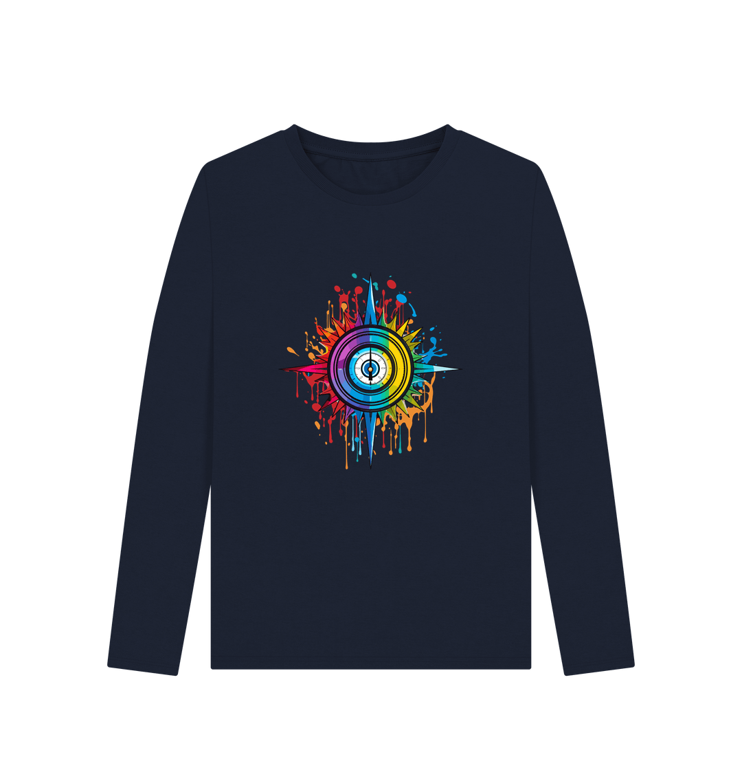 Long-sleeved t-shirt with colorful abstract design