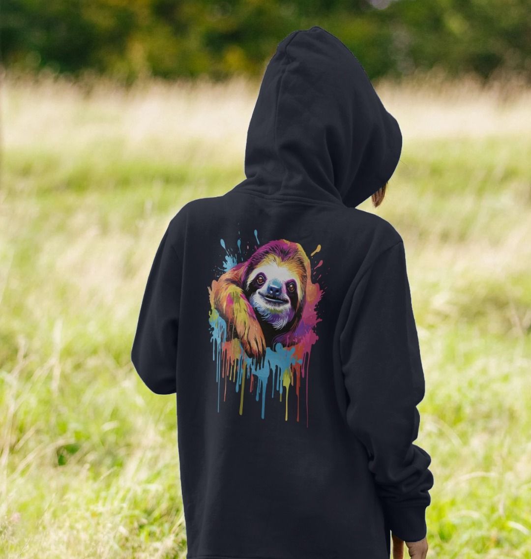 Colorful sloth hoodie with hood (person)