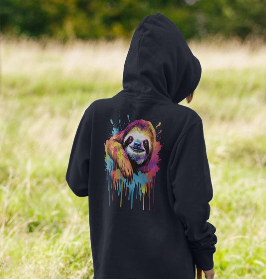 Colorful sloth hoodie with hood (person)