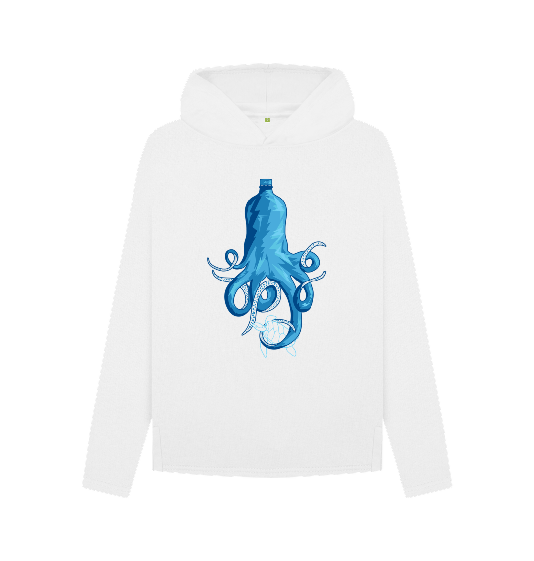 White hoodie with blue octopus design