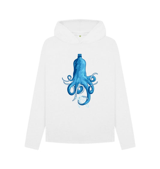 White hoodie with blue octopus design