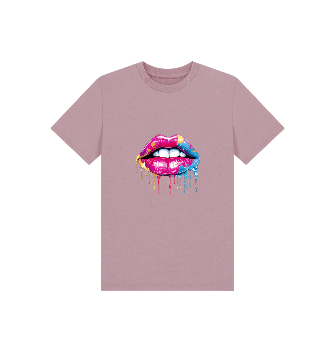 Pink t-shirt with dripping lips graphic
