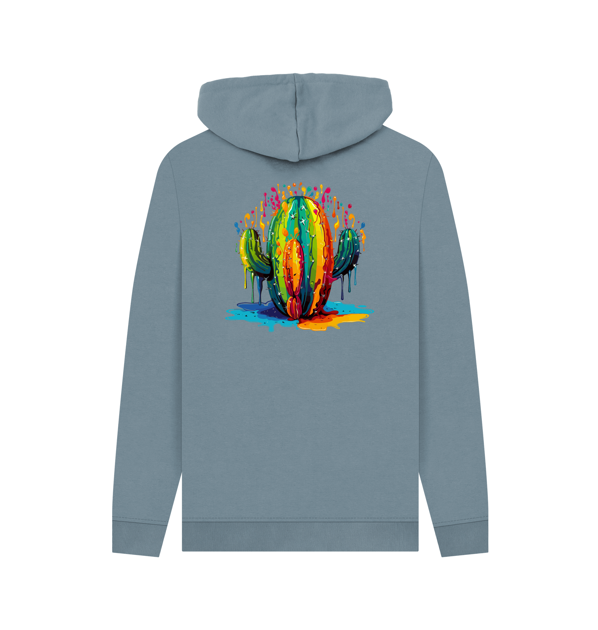 Gray hoodie with colorful cactus design