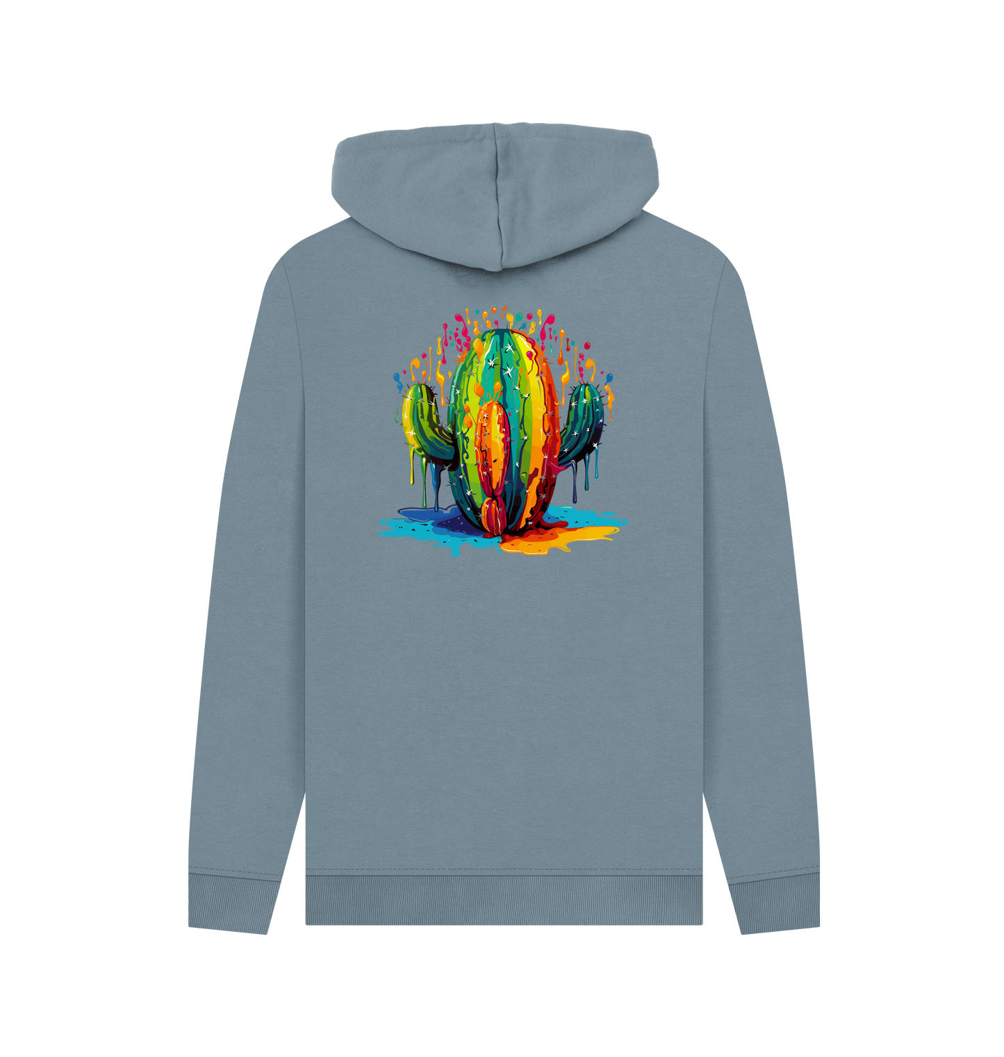 Gray hoodie with colorful cactus design