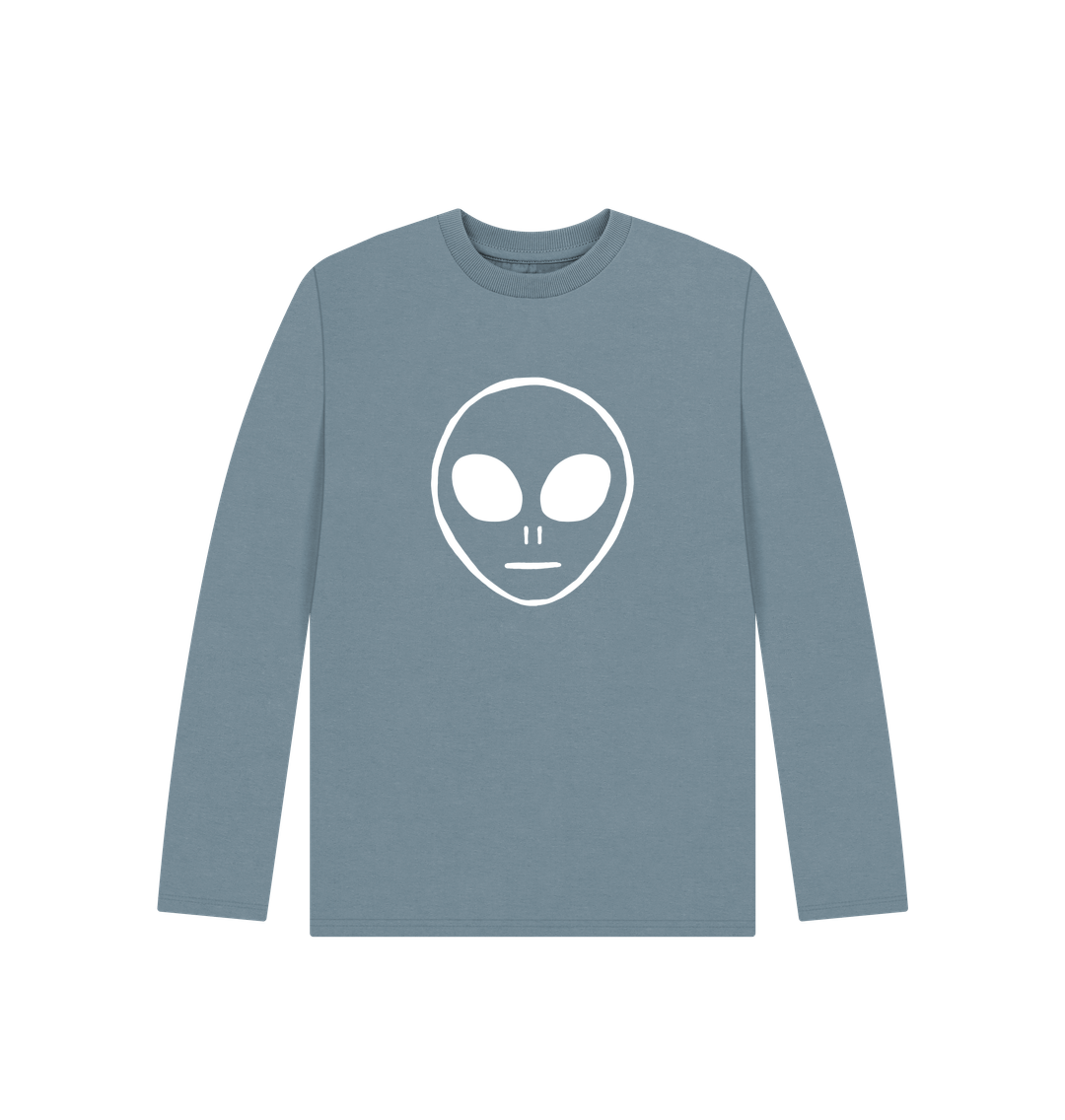 Long-sleeved t-shirt with alien face design