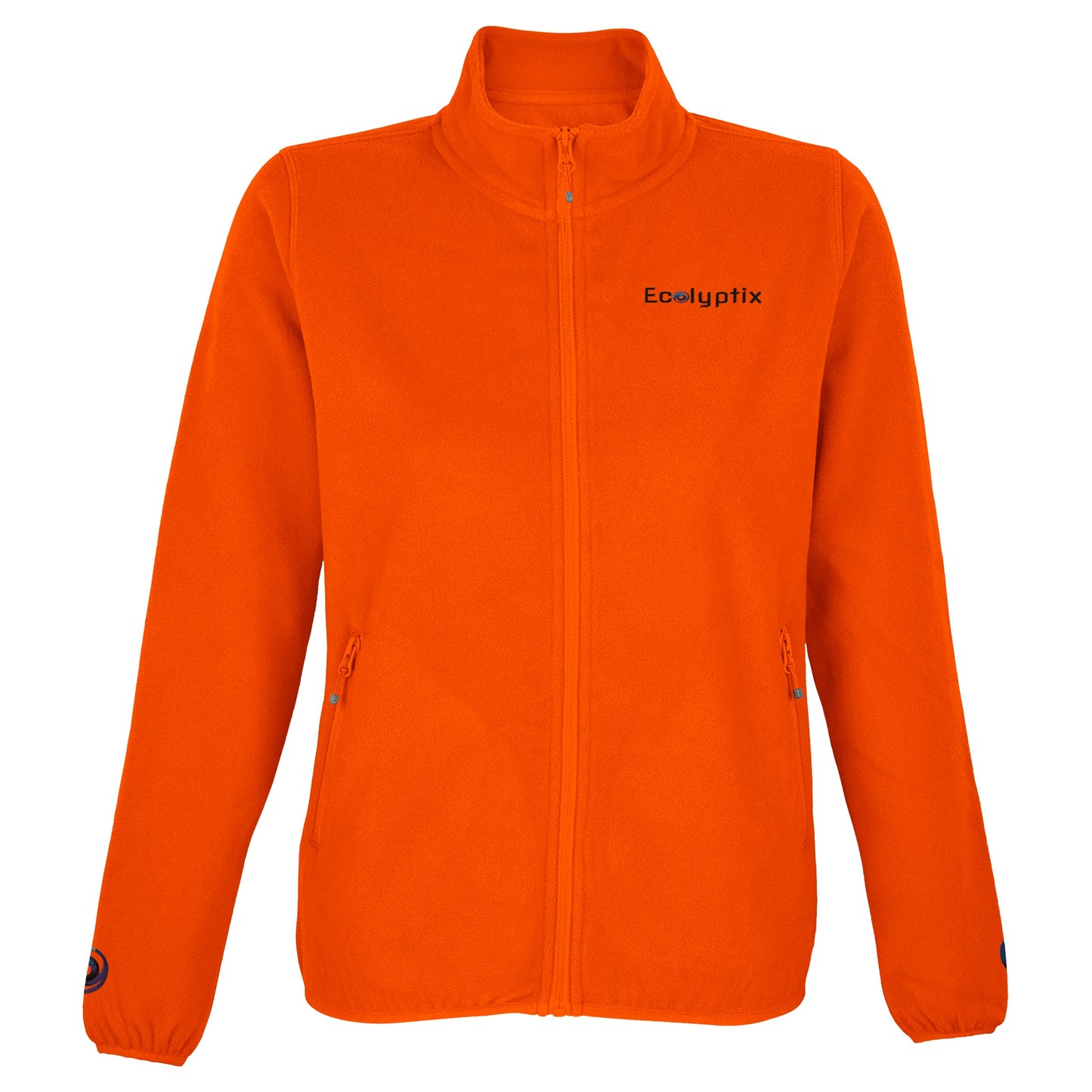 Orange fleece jacket with "Ecolyptix" logo