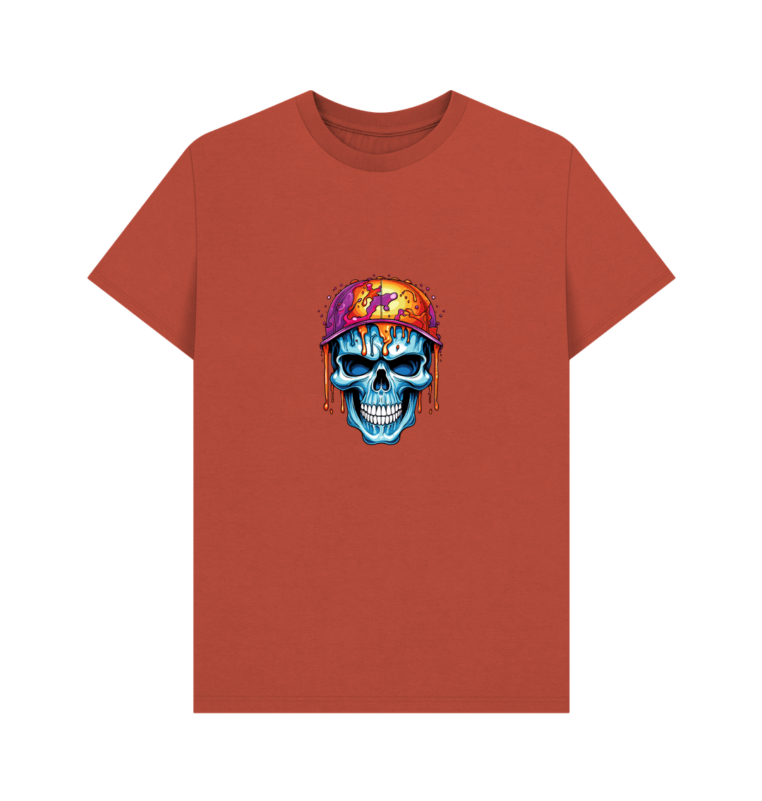 Orange t-shirt with skull graphic
