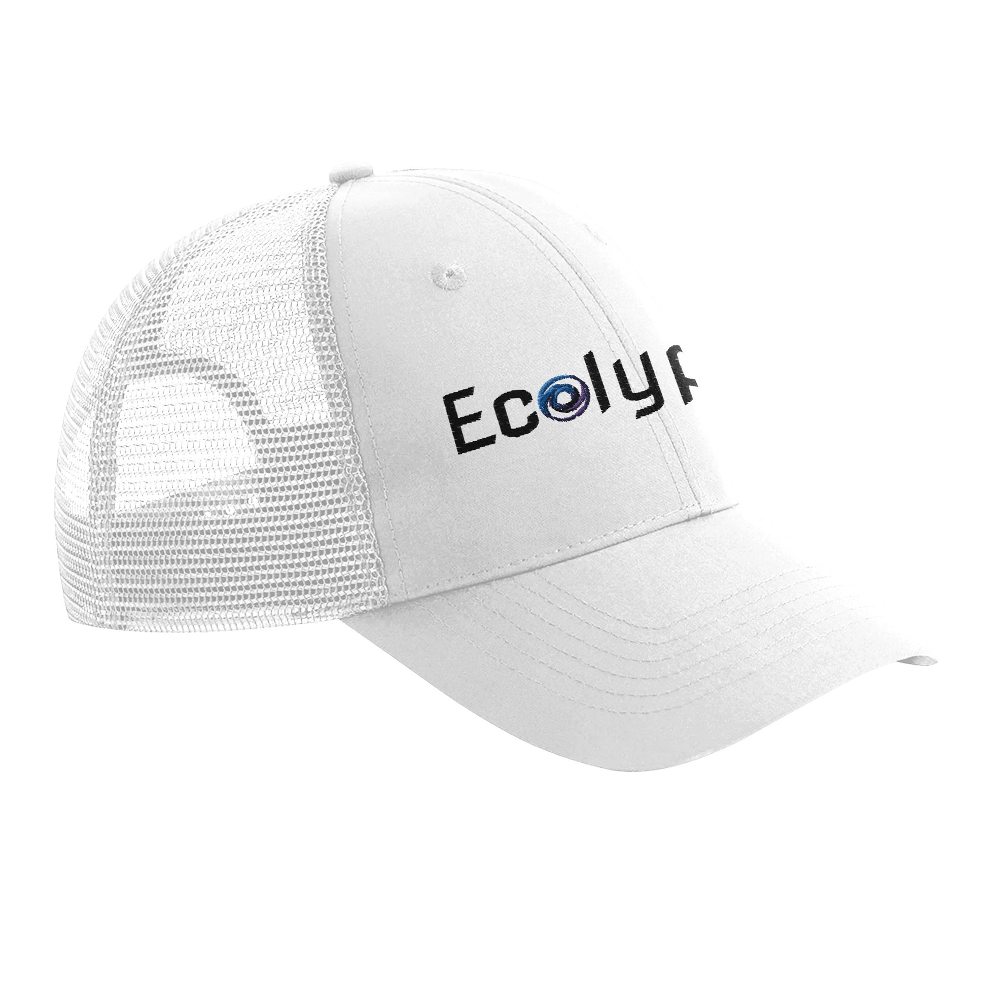 White trucker hat with "Ecolyf" logo