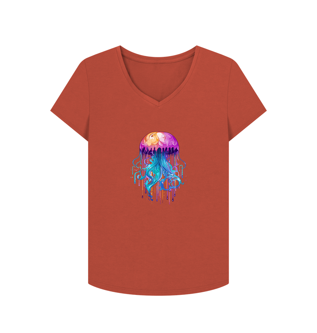 Orange t-shirt with jellyfish graphic