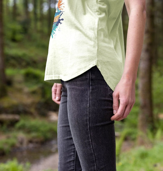 Green t-shirt with graphic design (person)