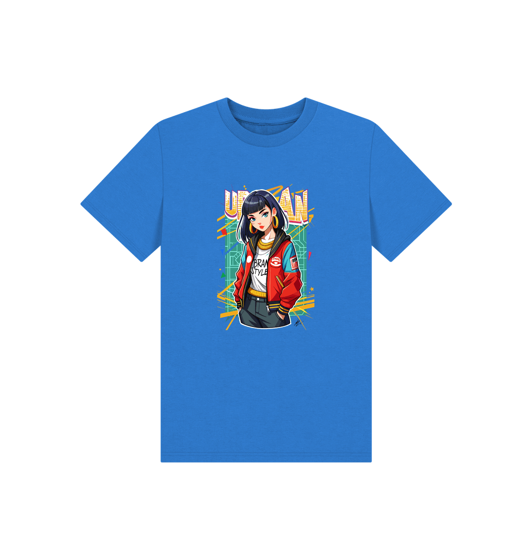 Blue t-shirt with graphic design