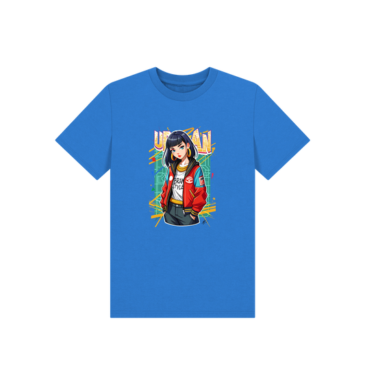 Blue t-shirt with graphic design