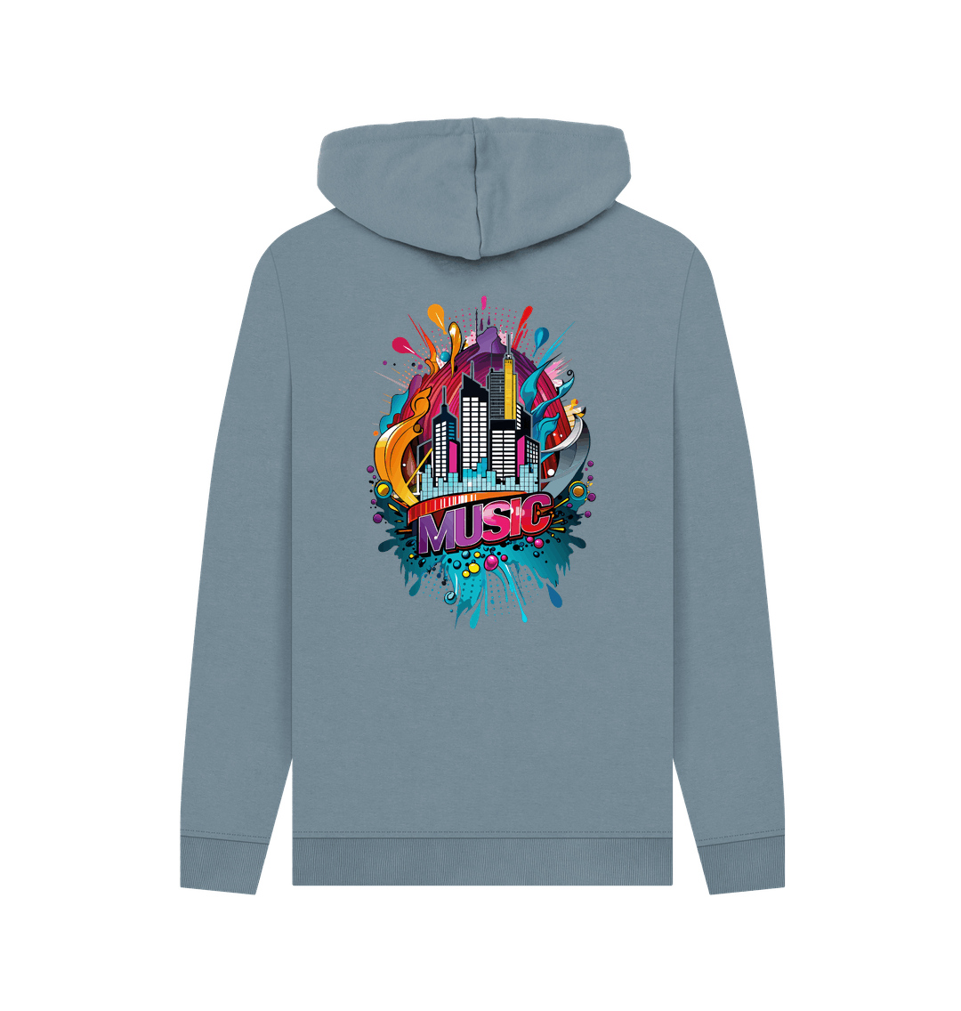 Stone Blue Printed Hoody