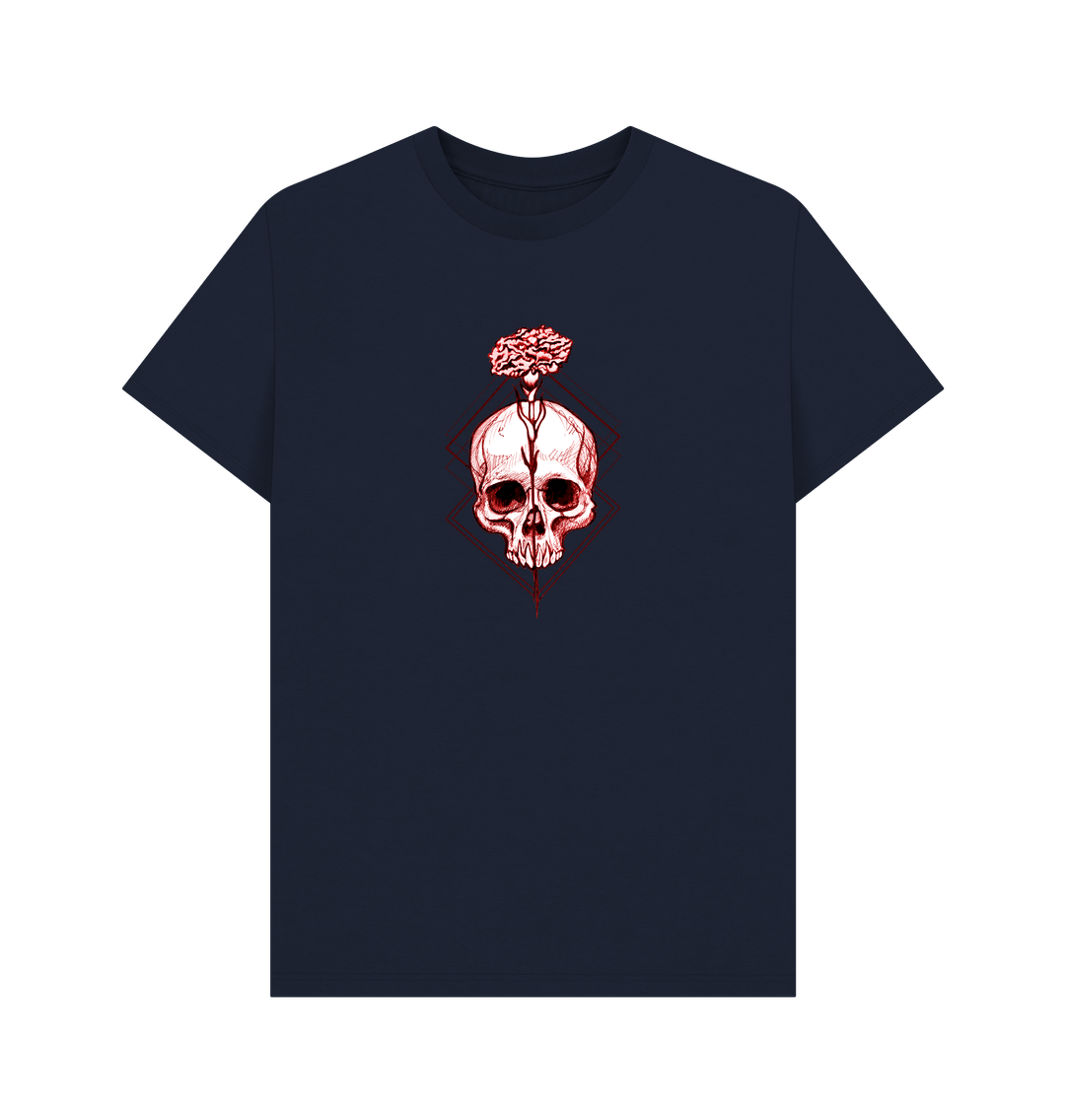 Navy Blue Rose Skull - Unisex T-shirt