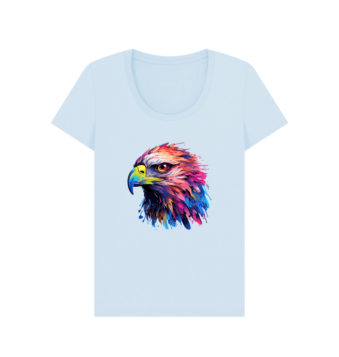 White t-shirt with colorful eagle graphic