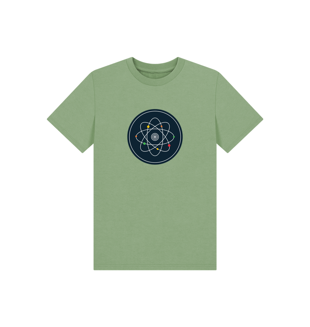 Light green t-shirt with atom design
