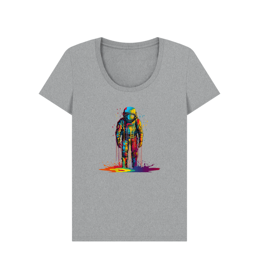 Gray t-shirt with colorful astronaut graphic