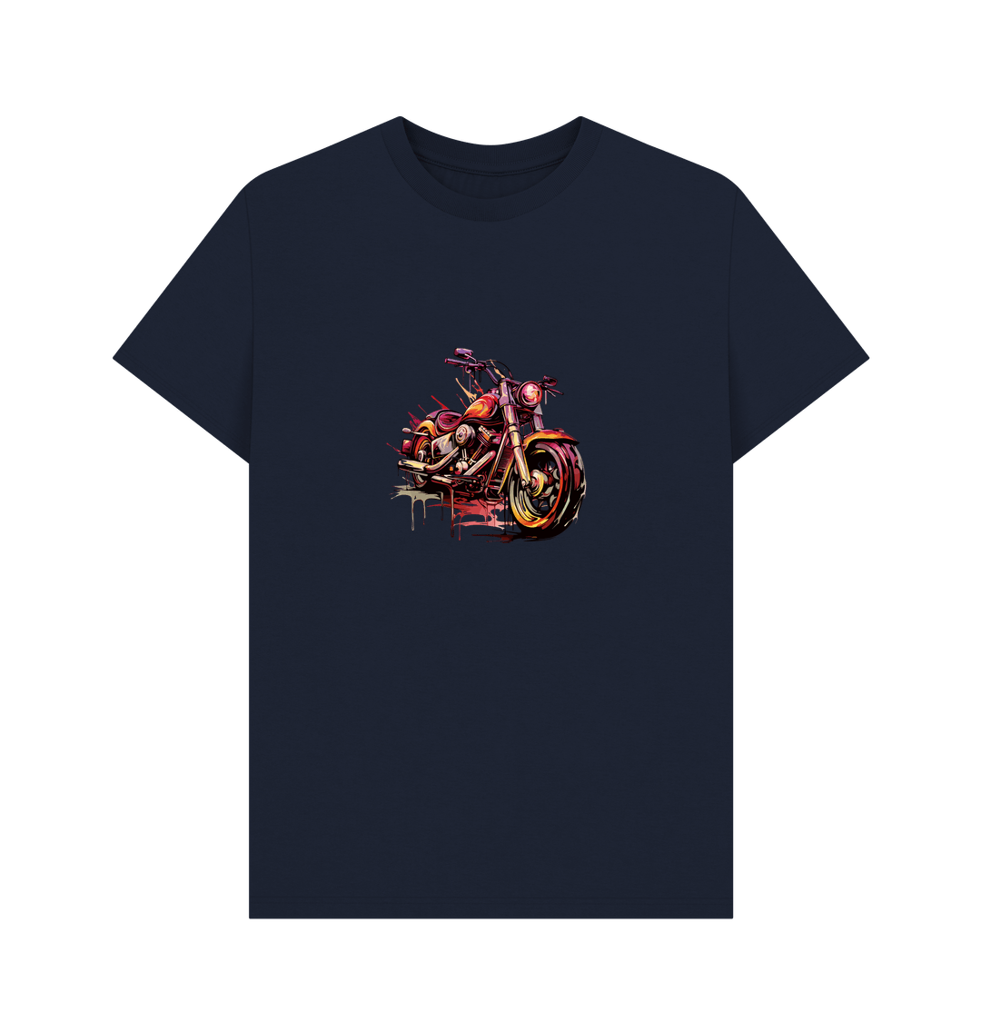 Navy blue t-shirt with motorcycle graphic