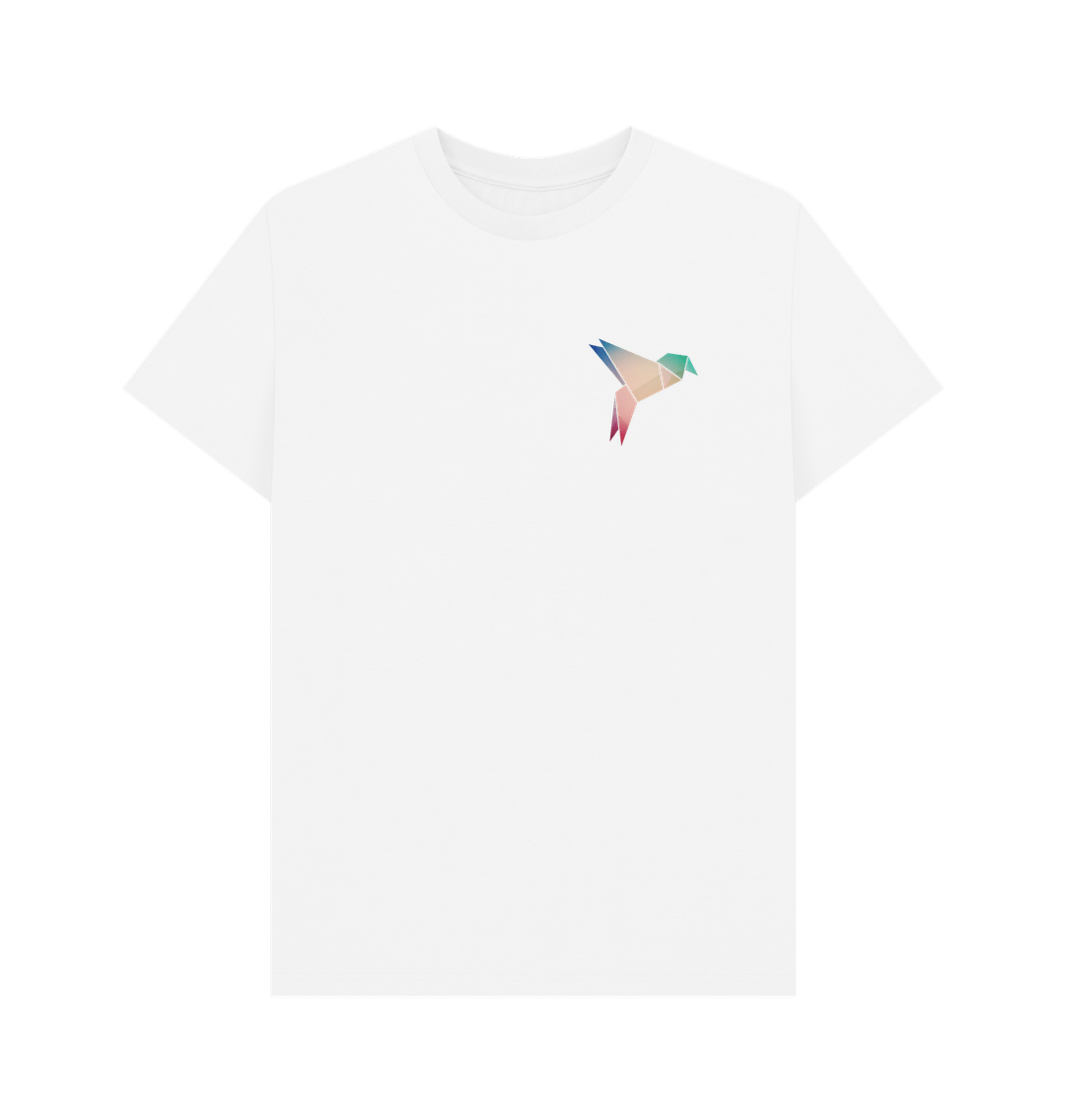 White t-shirt with geometric bird design