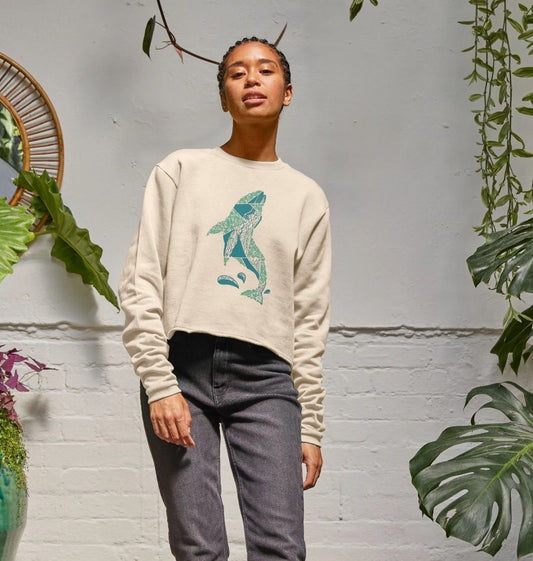Cropped sweatshirt with whale graphic (person)