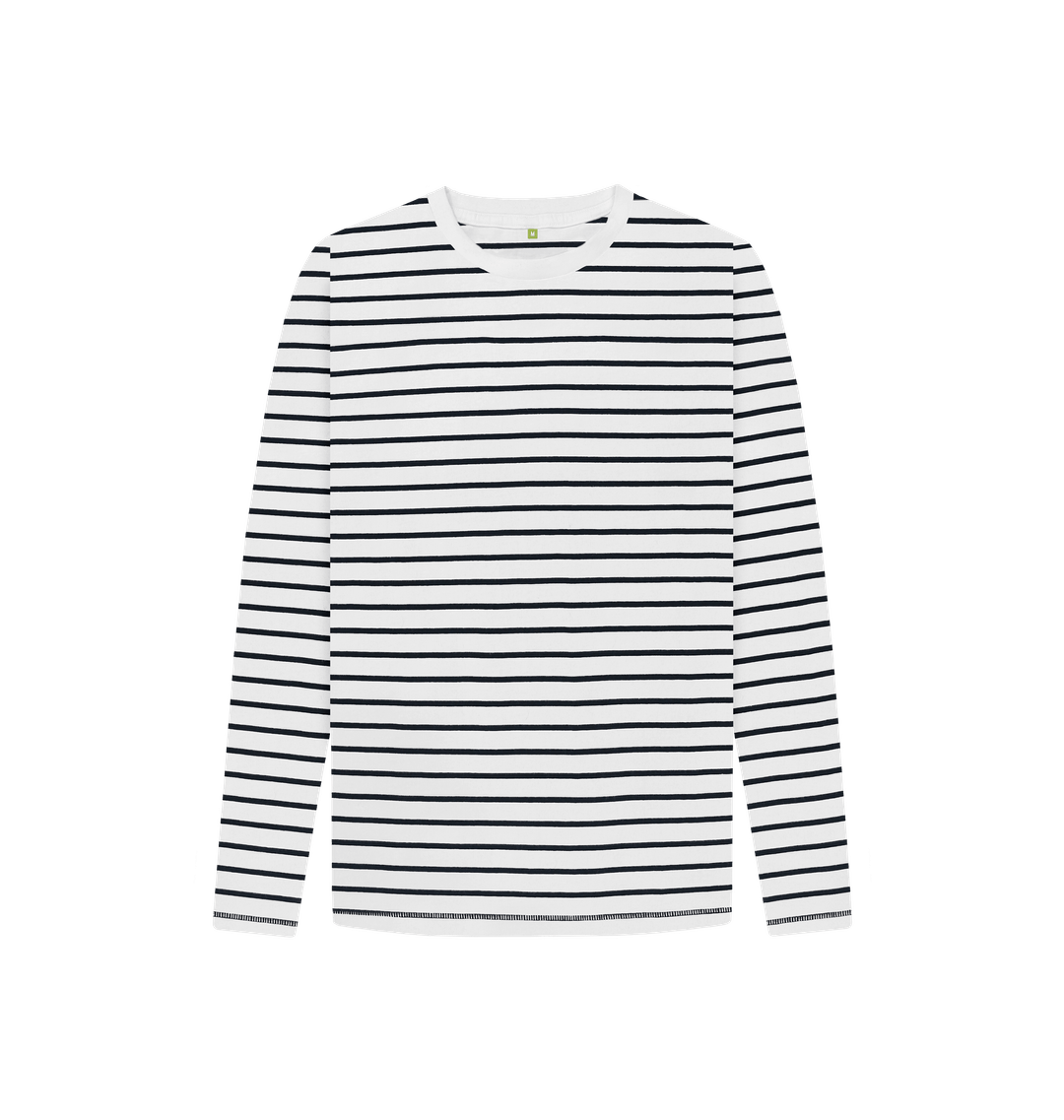 White long-sleeved striped shirt
