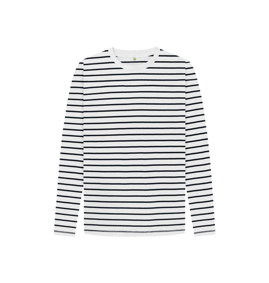 White long-sleeved striped shirt