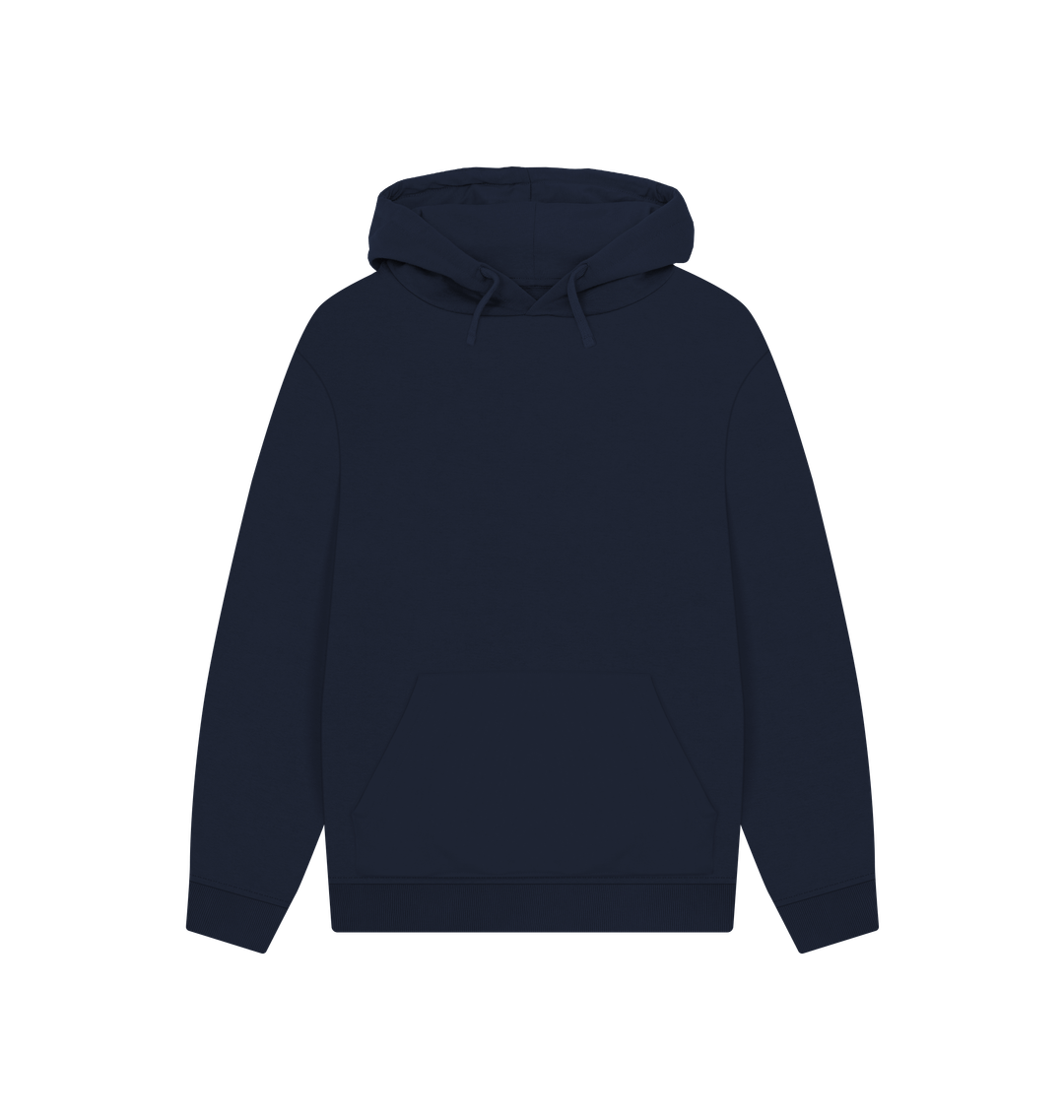 Navy blue hoodie with drawstrings