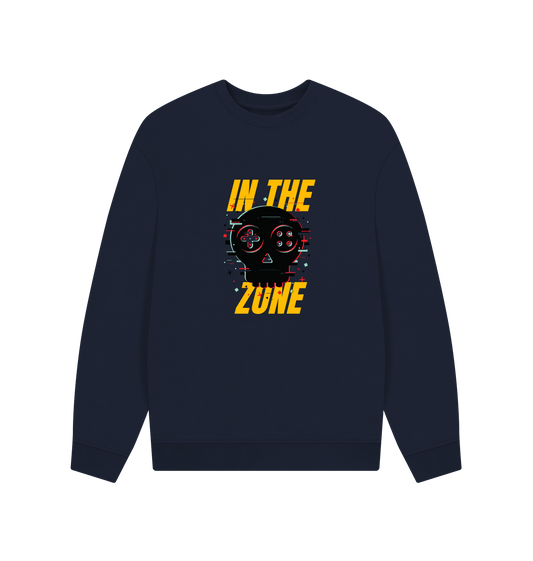 Navy Blue Printed Sweater Front