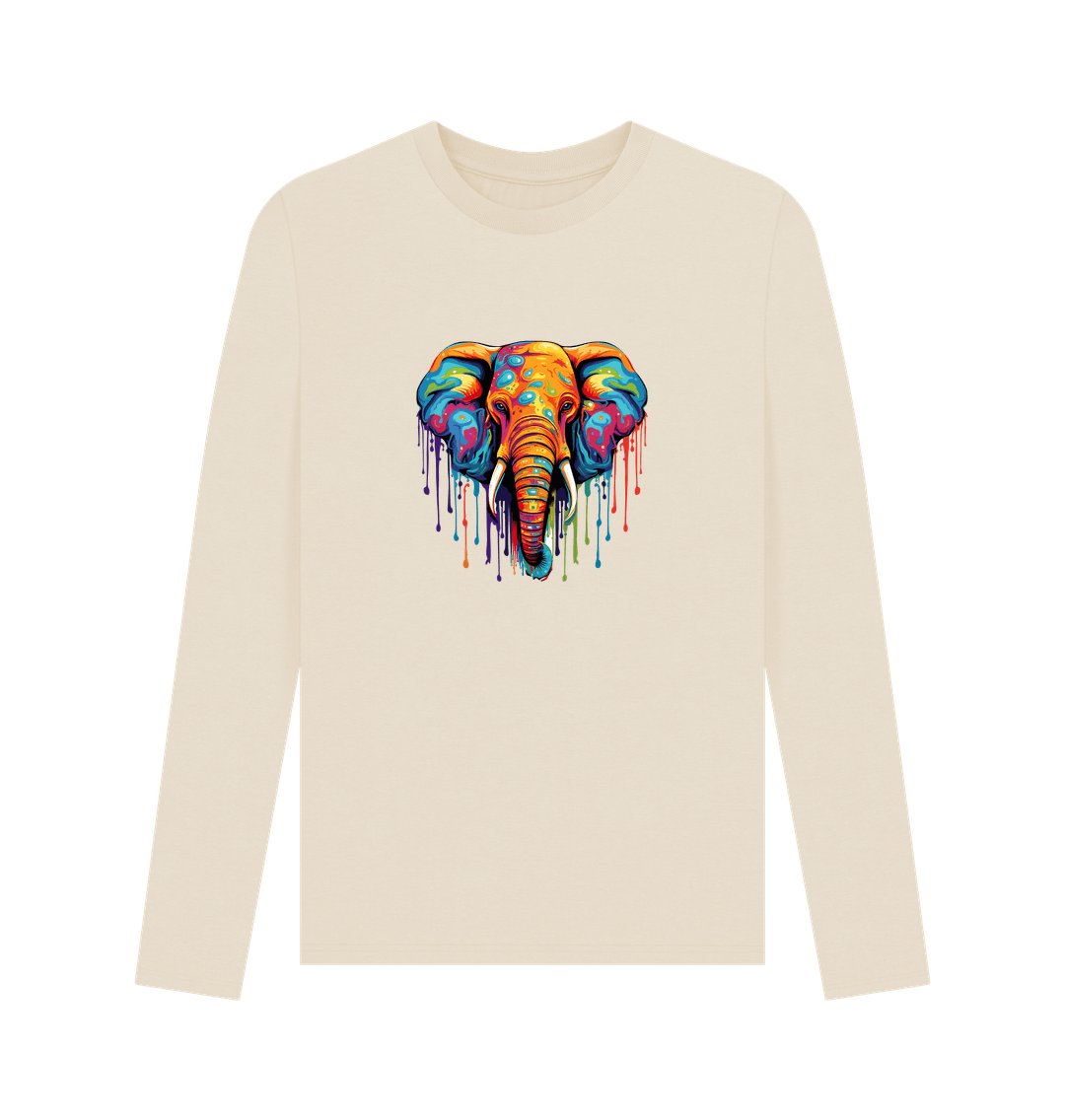 Long-sleeved t-shirt with colorful elephant graphic