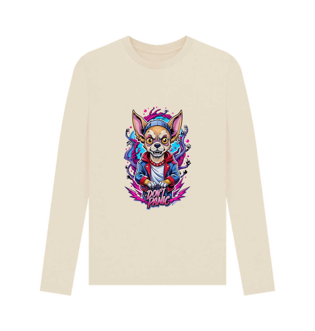 Cream long-sleeved t-shirt with chihuahua graphic