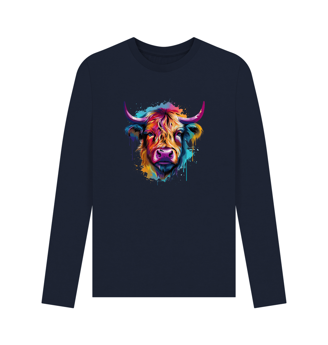 Colorful Highland cow long-sleeve t-shirt