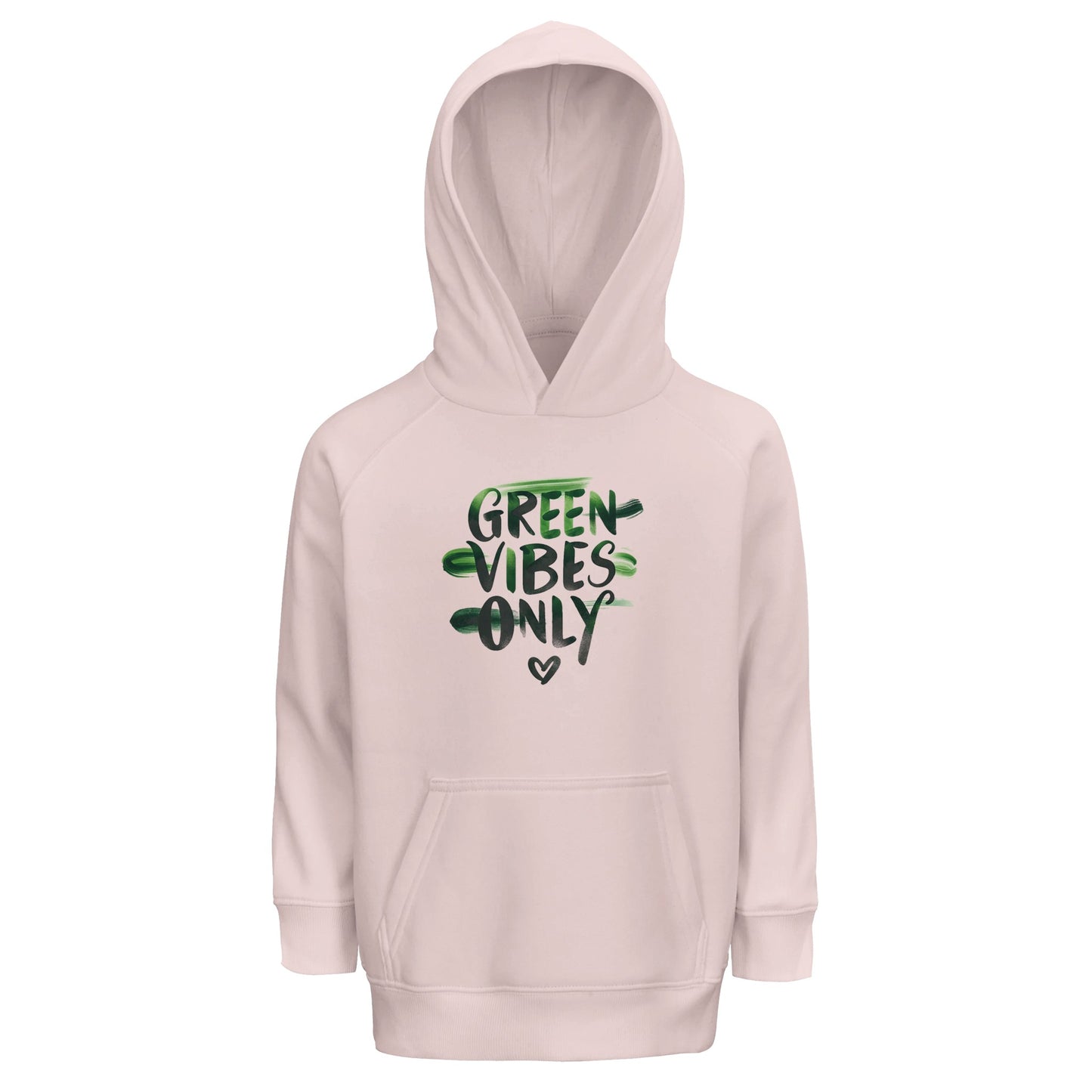 Pink hoodie with "GREEN VIBES ONLY" text