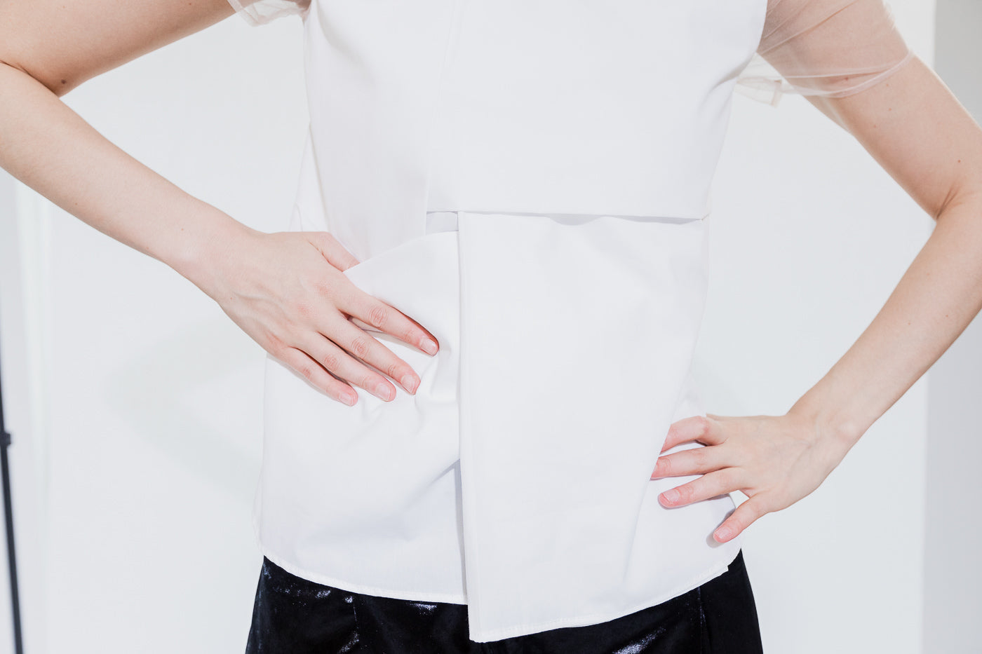 White blouse with pleated front (person)