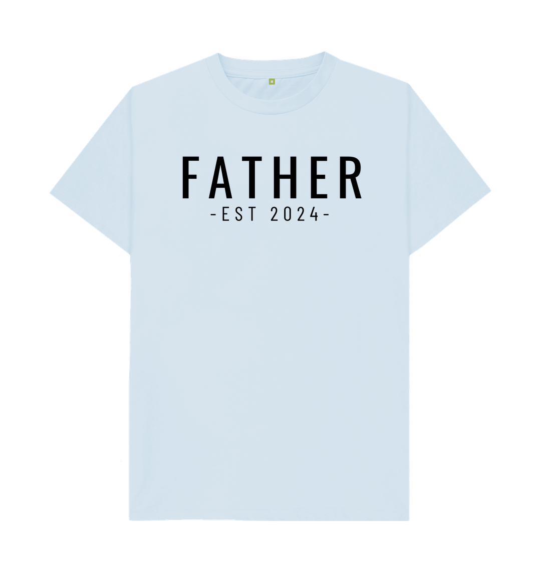 White t-shirt with "FATHER EST 2024" text