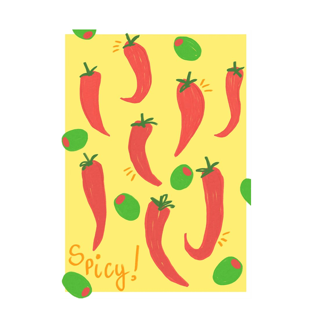 Red chili pepper illustration on yellow background