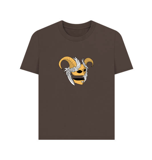 Brown t-shirt with ram skull graphic