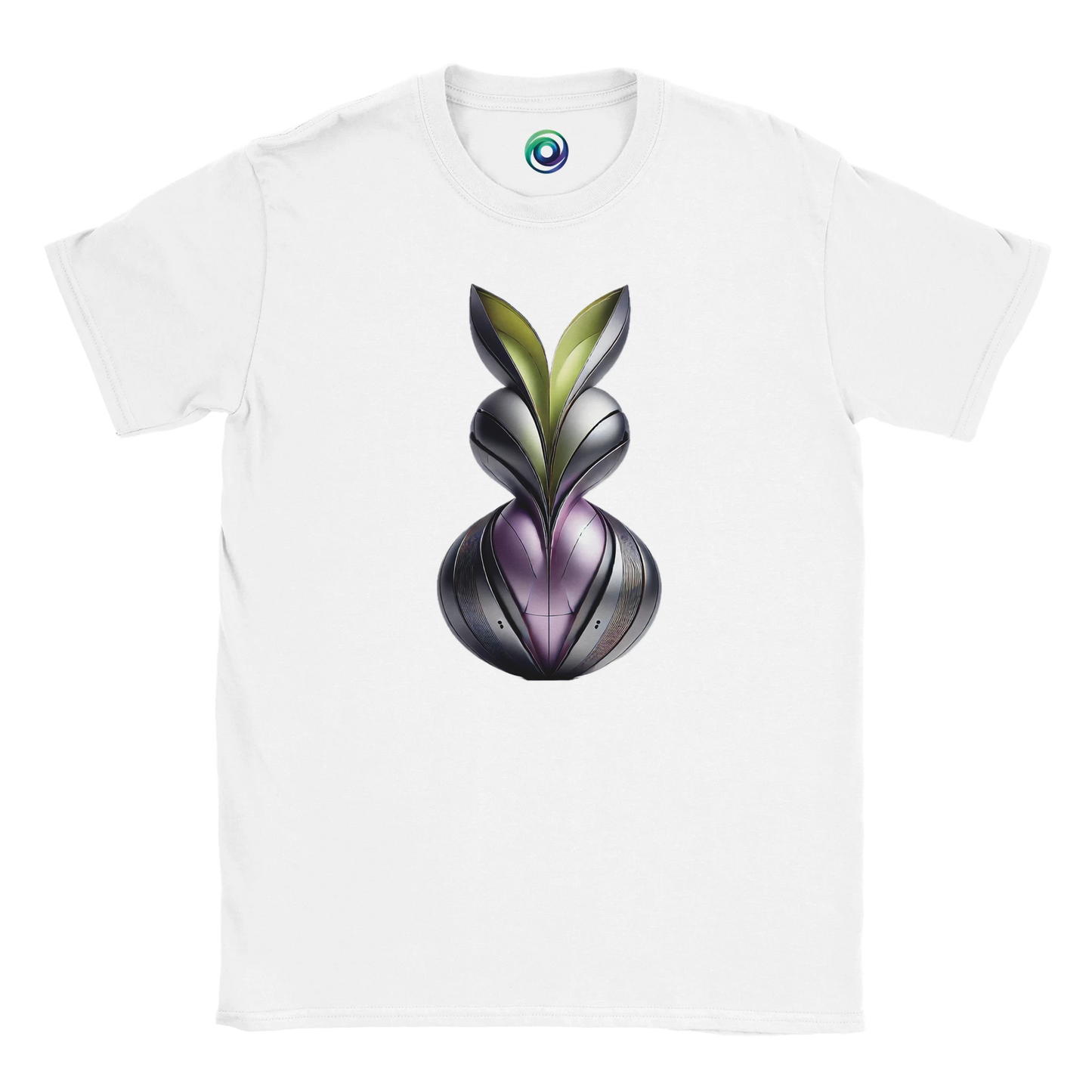 White t-shirt with abstract metallic design