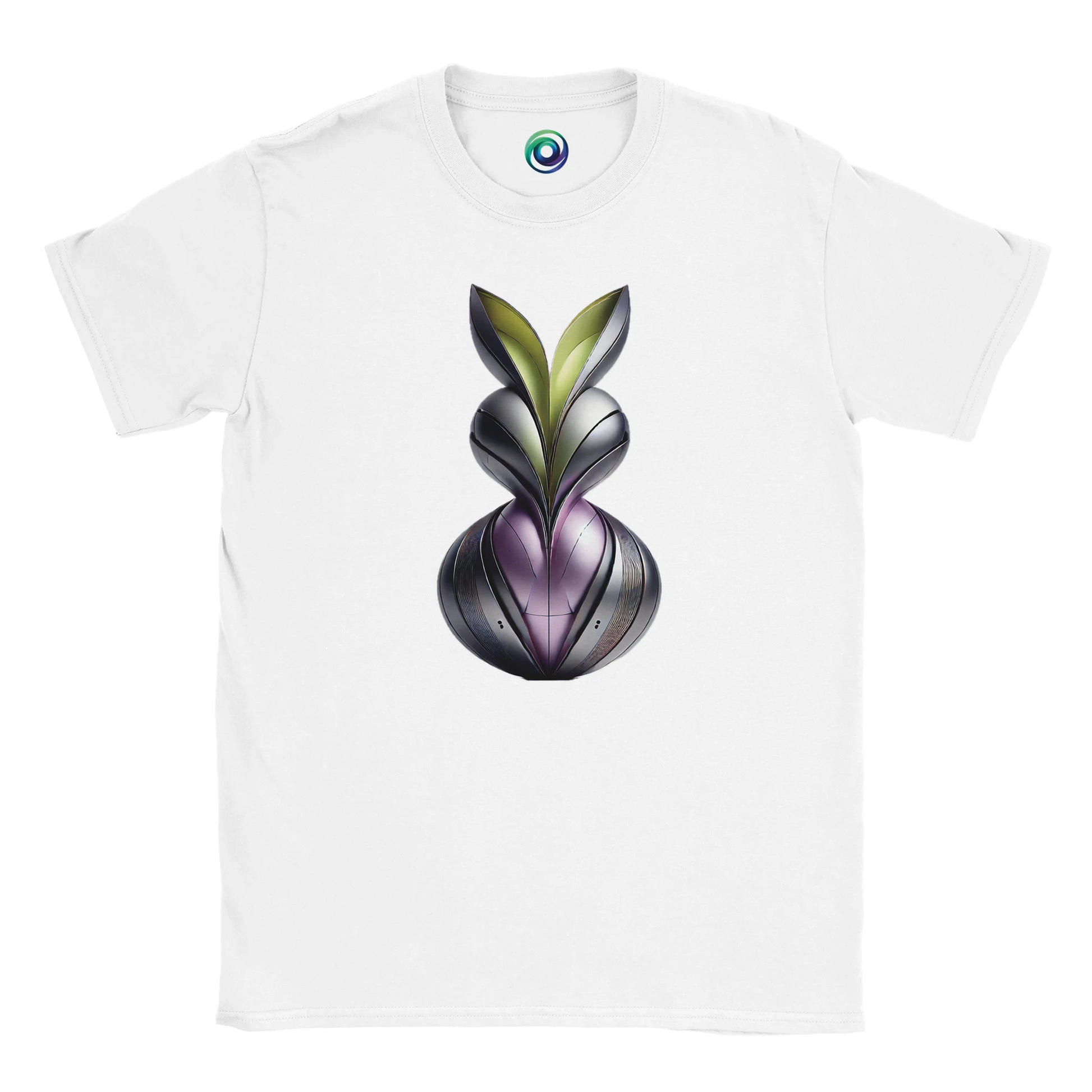 White t-shirt with abstract metallic design
