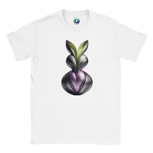 White t-shirt with abstract metallic design